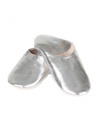 Babouche Kenza argent Babouche marocaine en cuir vritable alliance du confort et de llgance