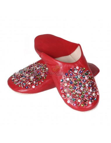 Babouche Essaouira rouge babouche marocaine en cuir veritable