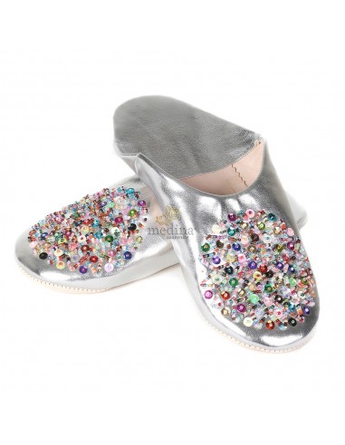 Babouche Essaouira argent babouche marocaine en cuir veritable