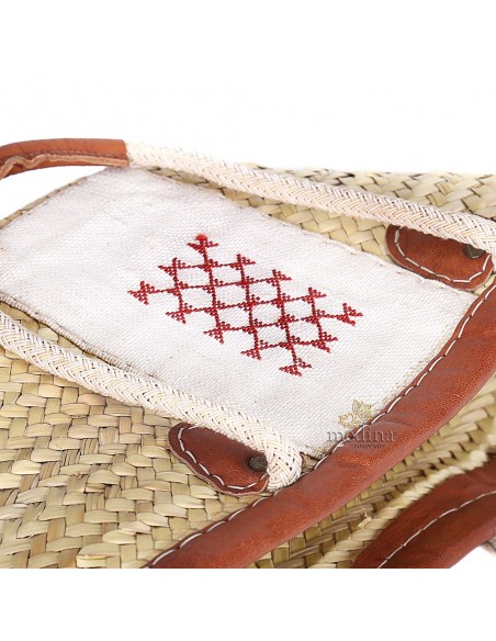 Panier en osier et cuir motif chergui