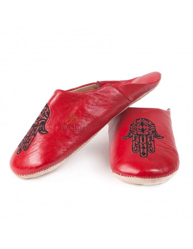 Babouche marocaine main de Fatima rouge