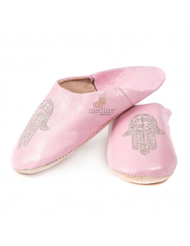 Babouche marocaine main de Fatima rose