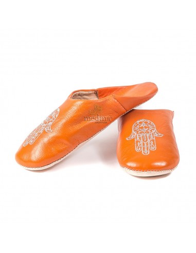 Babouche marocaine main de Fatima orange