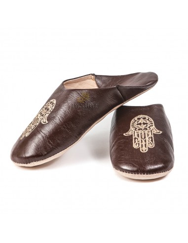 Babouche marocaine main de Fatima marron