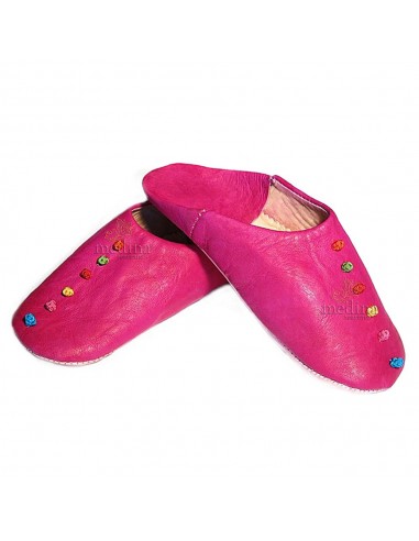 Babouche Rosa Babouche en cuir et passementerie de soie rose