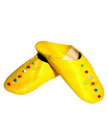 Babouche Rosa Babouche en cuir et passementerie de soie jaune