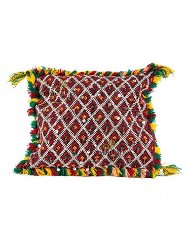Coussin Kilim agrment de passementerie argente coussin vintage tiss  la main