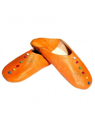 Babouche Rosa Babouche en cuir et passementerie de soie orange
