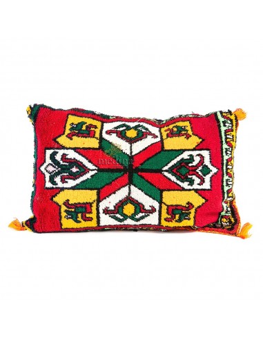 Coussin vintage tiss  la main motifs