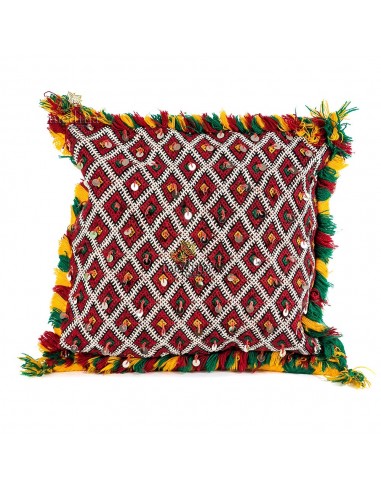 Coussin Kilim coussin berbre agrment de passementerie argente coussin berbere tiss  la main