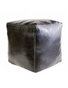 Pouf marocain cube noir pouf carre artisanal en cuir veritable