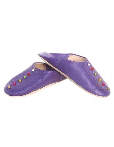 Babouche Rosa Babouche en cuir et passementerie de soie violet