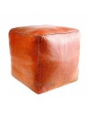 Pouf marocain cube tabac pouf carre artisanal en cuir veritable