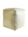 Pouf marocain cube blanc pouf carre artisanal en cuir veritable