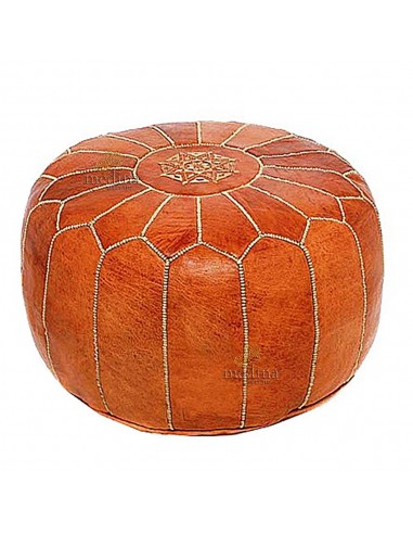 Pouf design cuir marocain marron pouf en cuir veritable fait main