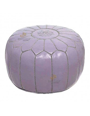 Pouf design cuir marocain violet pouf en cuir veritable fait main