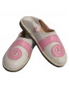 Babouche berbre design spirale Rose et Blanc