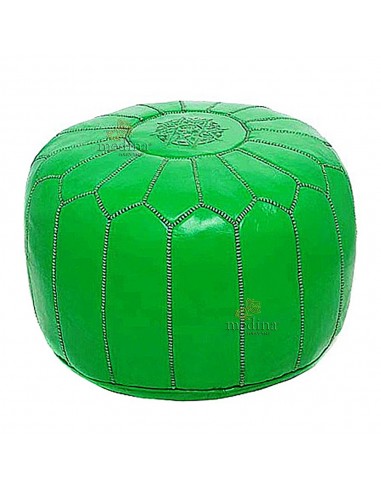 Pouf design cuir marocain vert fluo pouf en cuir veritable fait main