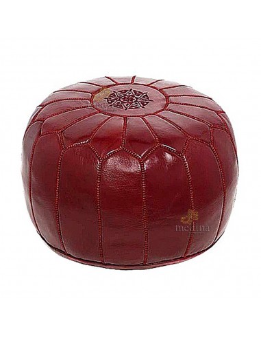 Pouf design cuir marocain bordeau pouf en cuir veritable fait main
