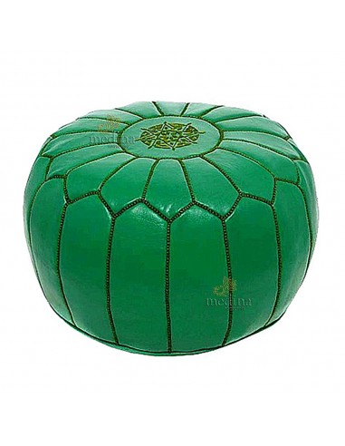 Pouf design cuir marocain vert pouf en cuir veritable fait main