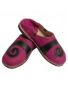 Babouche berbre design spirale Brun et Fuchsia