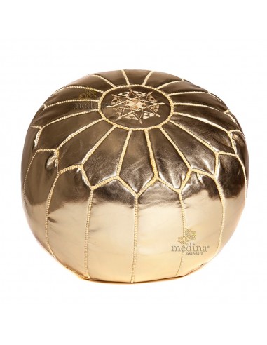 Pouf design cuir marocain d'or pouf entirement fait main