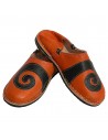 Babouche berbre design spirale Orange et Noir