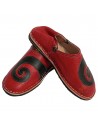 Babouche berbre design spirale Rouge et Noir