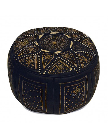 Pouf fassi en cuir Noir et dor pouf...