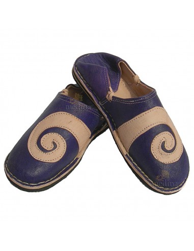 Babouche berbre design spirale Ivoire et Violet