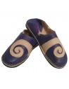 Babouche berbre design spirale Ivoire et Violet