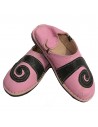 Babouche berbre design spirale Rose et Noir