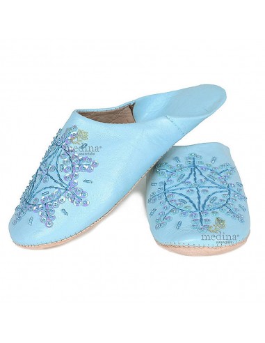 Babouche marocaine originales Paloma bleu clair