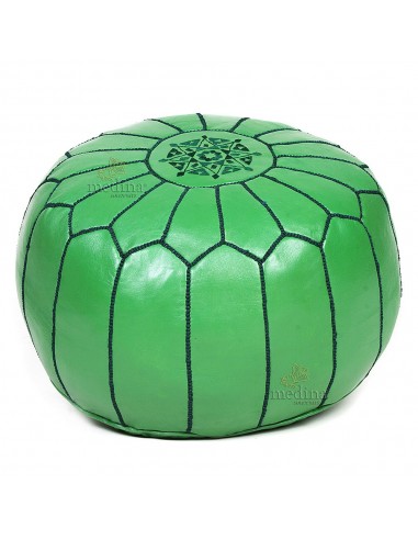 Pouf design cuir marocain vert pouf en cuir veritable fait main
