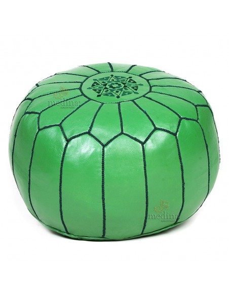 Pouf design cuir marocain vert pouf en cuir veritable fait main