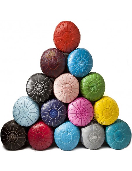 Pouf design cuir marocain vert pouf en cuir veritable fait main