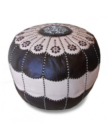 Pouf marocain design arcade en cuir marron et crme pouf en cuir veritable fait main