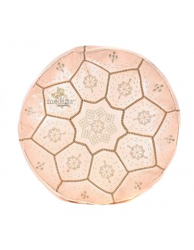 Pouf Nejma en cuir rose pouf marocain en cuir veritable fait main