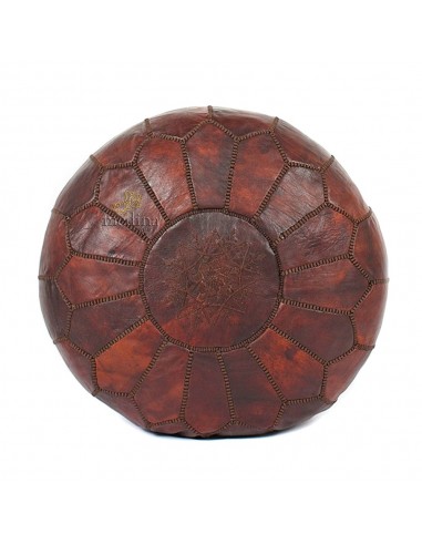Pouf design cuir marocain couleur chocolat pouf en cuir veritable fait main