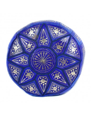 Pouf fassi en cuir cuir cobalt pouf...
