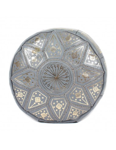 Pouf fassi en cuir cuir gris pouf...
