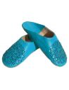 Babouche paillettes brodes babouche Femme modle Galia turquoise