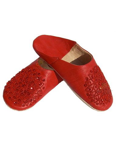 Babouche paillettes brodes babouche Femme modle Galia rouge