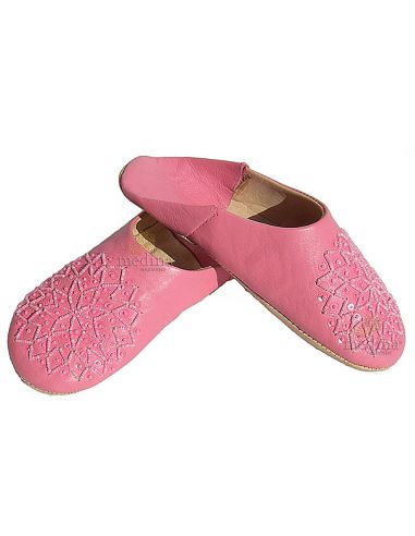 Babouche paillettes brodes babouche Femme modle Galia rose