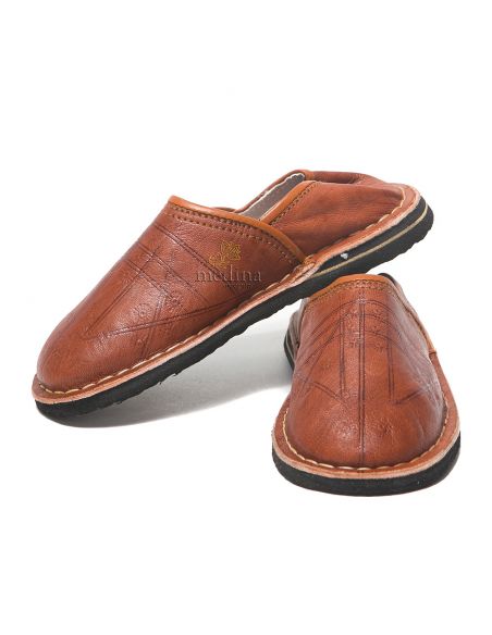 Babouche Touareg enfant mixte couleur camel babouches confortables et solides chaussons robustes